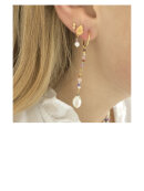 Stine A - Dangling Baroque Pearl Earring With Stones