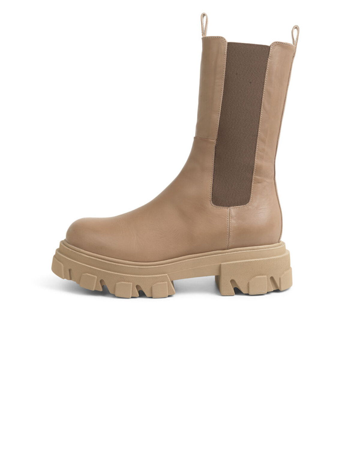 lanthan Strøm hvis A'POKE - Apair Mega Chunky Elastic Boot Beige - Shop skind støvler