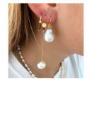 Stine A - Dangling White Pearl With Long Chain Earring