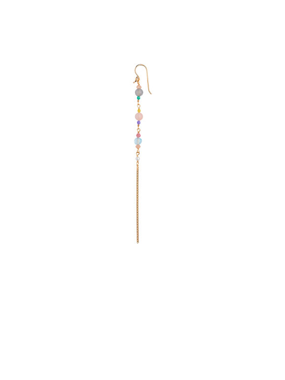 Stine A - Long Earring With Stones and Chain