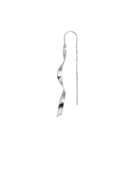 Stine A - Long Twisted Hammered Earring with Chain