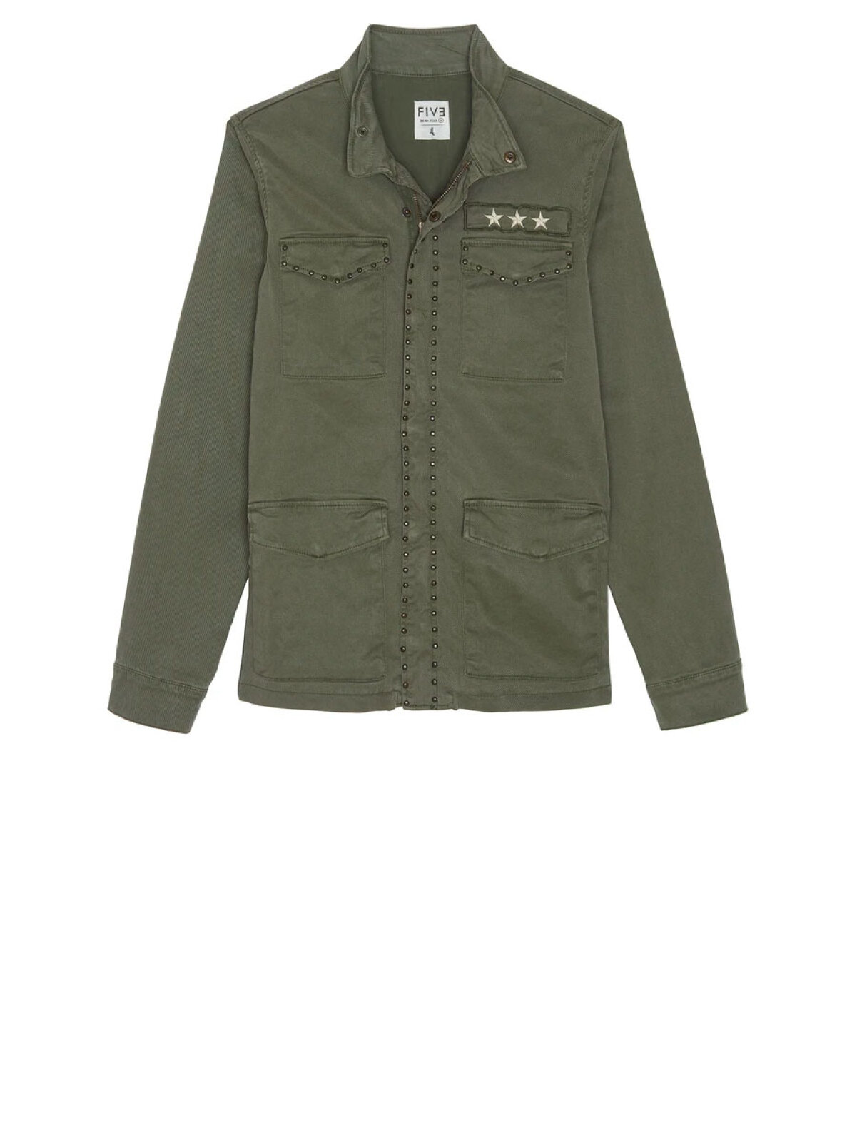 Isolere Foran dig nedbryder A'POKE - Five Brenda Stud Jacket Khaki - Shop army grøn denim jakke