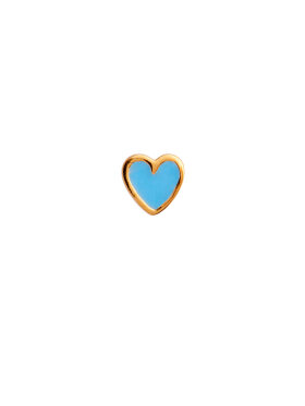 Stine A - Petit Love Heart Light Blue Enamel Earring Gold
