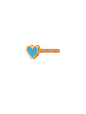 Stine A - Petit Love Heart Light Blue Enamel Earring Gold