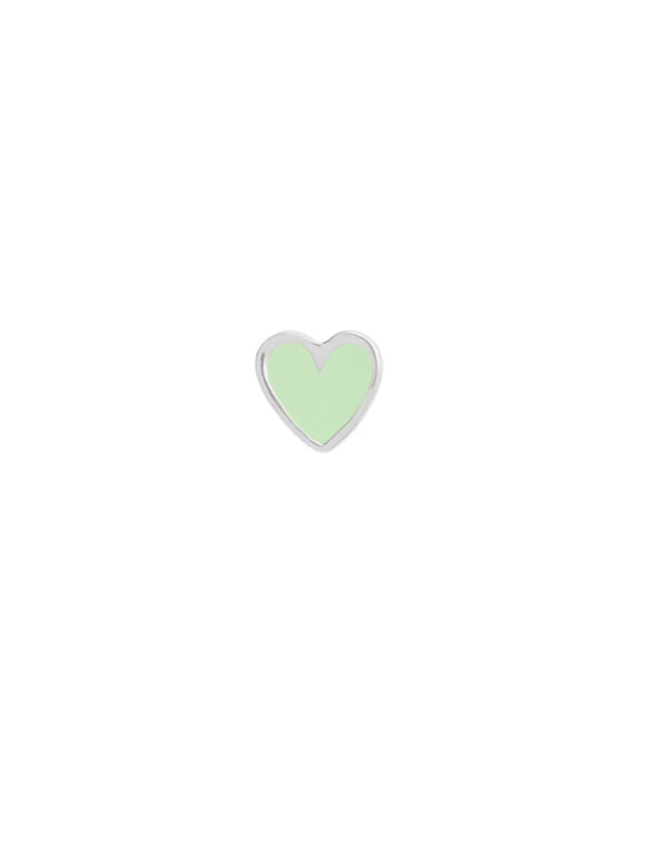 Stine A - Petit Love Heart Mint Green Enamel Silver