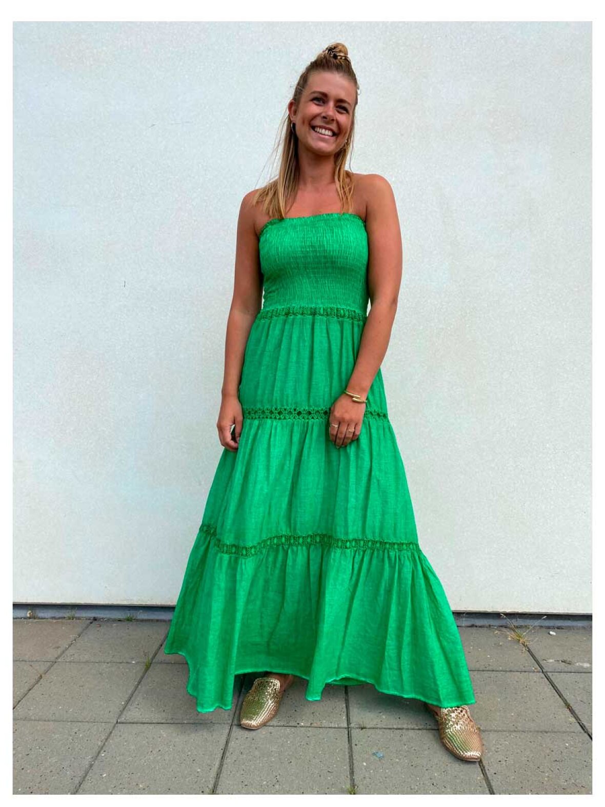 Alaska Profet sollys A'POKE - Banditas Oyester Dress Gucci Green - Shop grøn stropløs kjole
