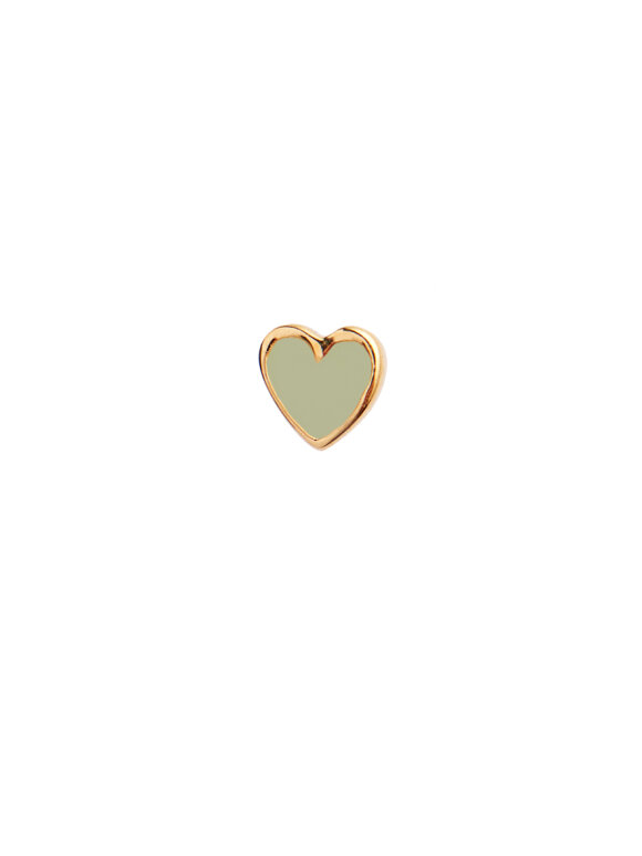 Stine A - Petit Love Heart Olive Green Enamel Gold