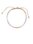 Stine A - Soft Rainbow Mix with Sandy Grey Ribbon Bracelet