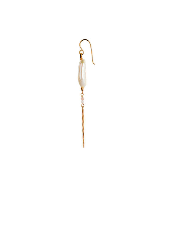 Stine A - Long Baroque Pearl with Chain Earring