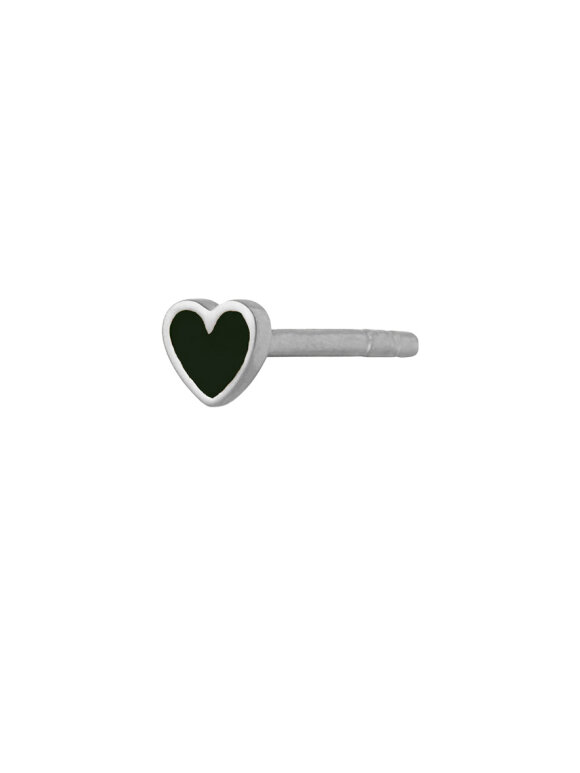 Stine A - Petit Love Heart Black Enamel Silver