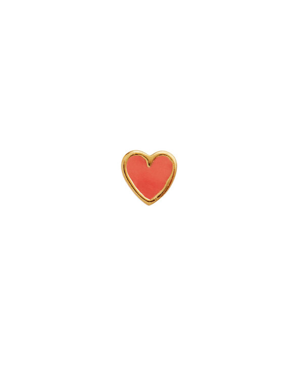 Stine A - Petit Love Heart Coral Enamel Gold