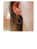 Stine A - Petit Wavy Dangling Circle Earring with Stone