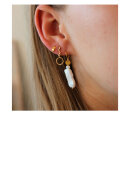 Stine A - Petit Wavy Dangling Circle Earring with Stone