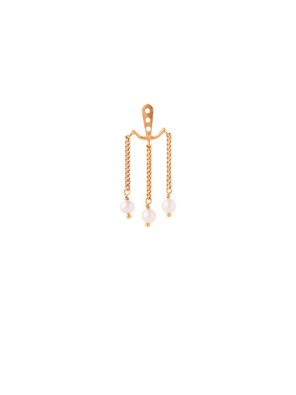 Stine A - Dancing Three Pearls Behind Ear Earring