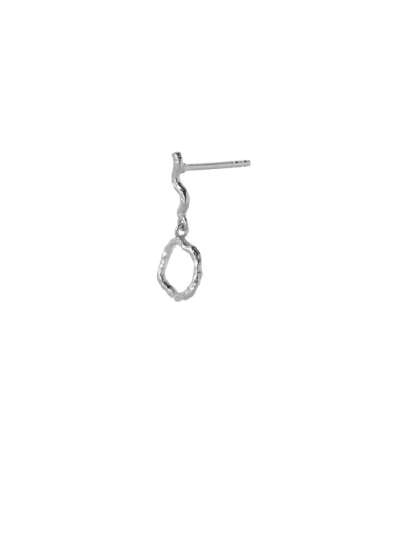 Stine A - Petit Wavy Dangling Circle Earring with Stone