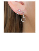 Stine A - Petit Wavy Dangling Circle Earring with Stone