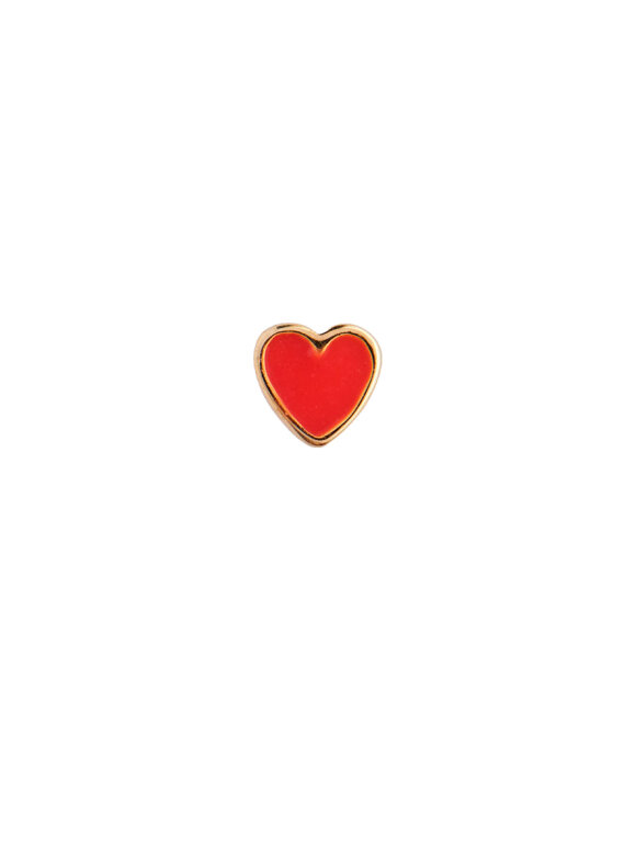 Stine A - Petit Love Heart Red Coral Enamel Gold