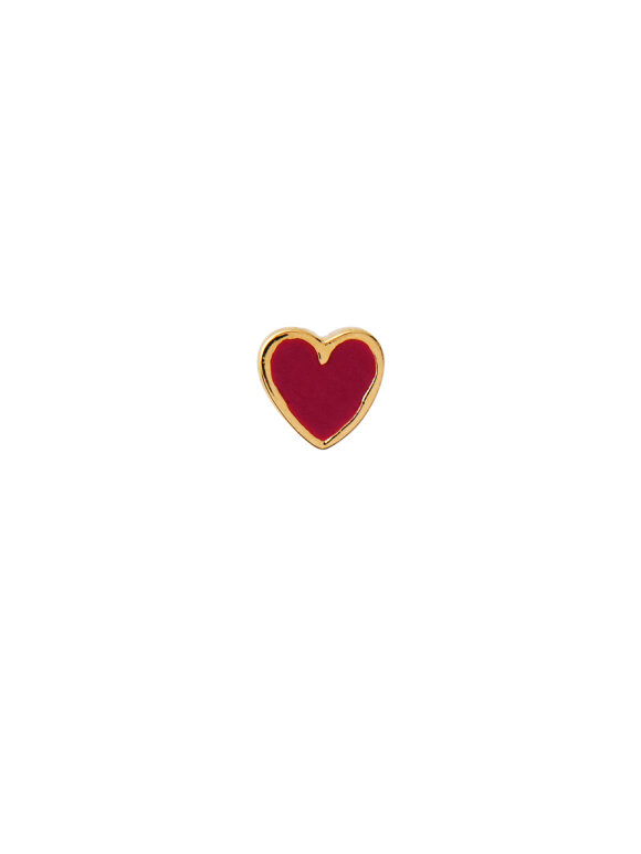 Stine A - Petit Love Heart Burgundy Enamel Gold