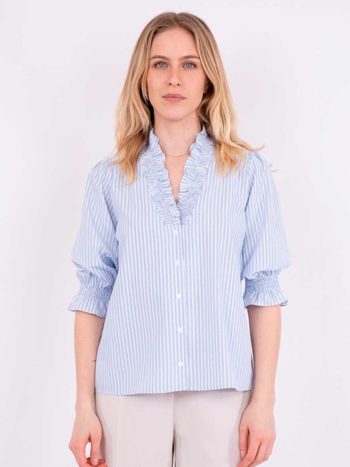 Neo Noir - Englana Stripe Blouse 166460 - 145 - Light Blue