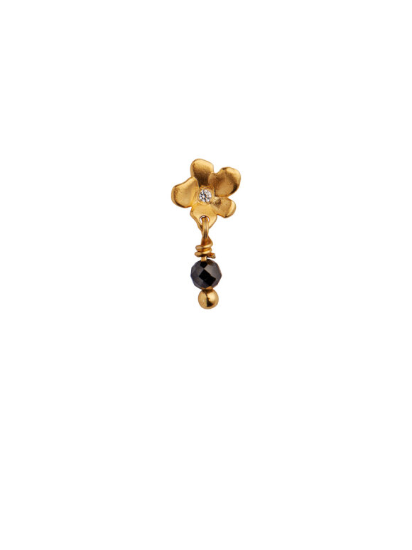 Stine A - Tres Petit Garden Flower Earring w Black Spinel