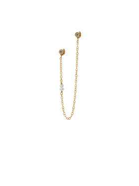 Stine A - Twin Flow Earring with Stones, Chain & Pearls