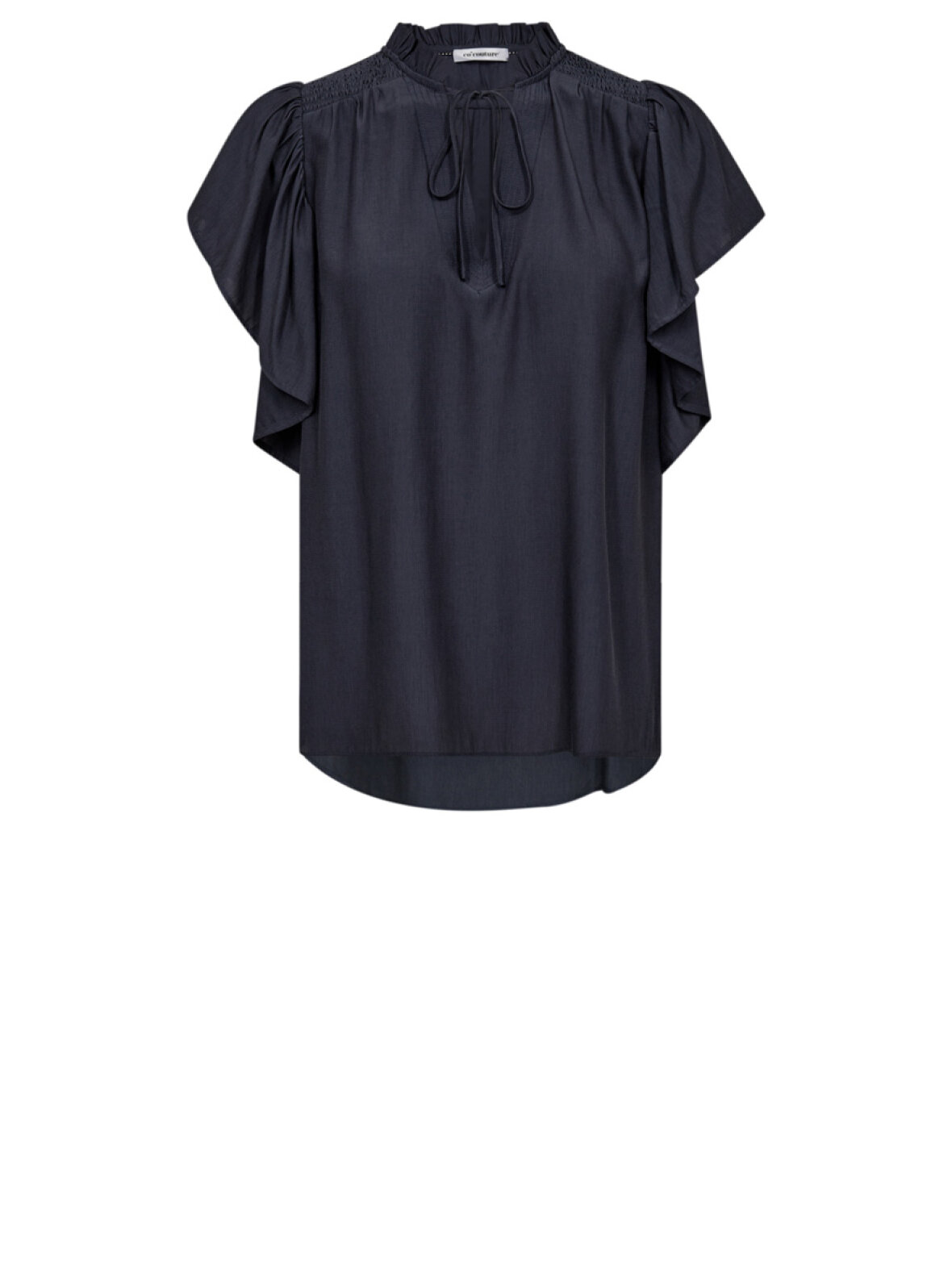 Co´Couture - Heracc Frill Ss V-Top 45165 - 145 - Dark Brown