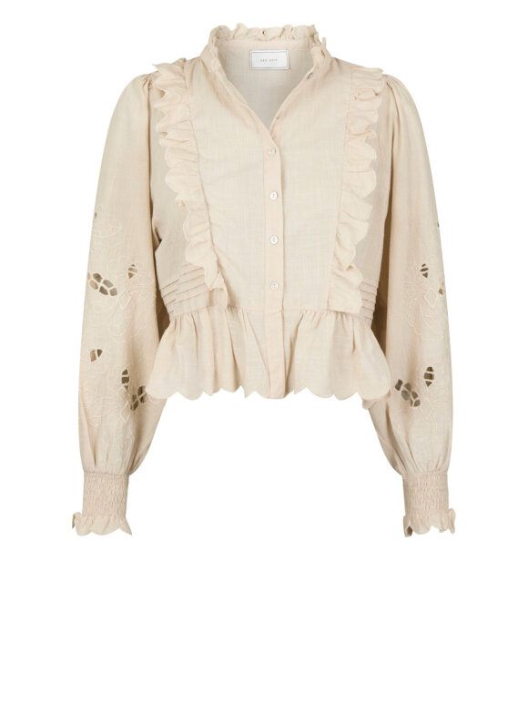 Petrine Embroidery Blouse - Dark Brown main image 1