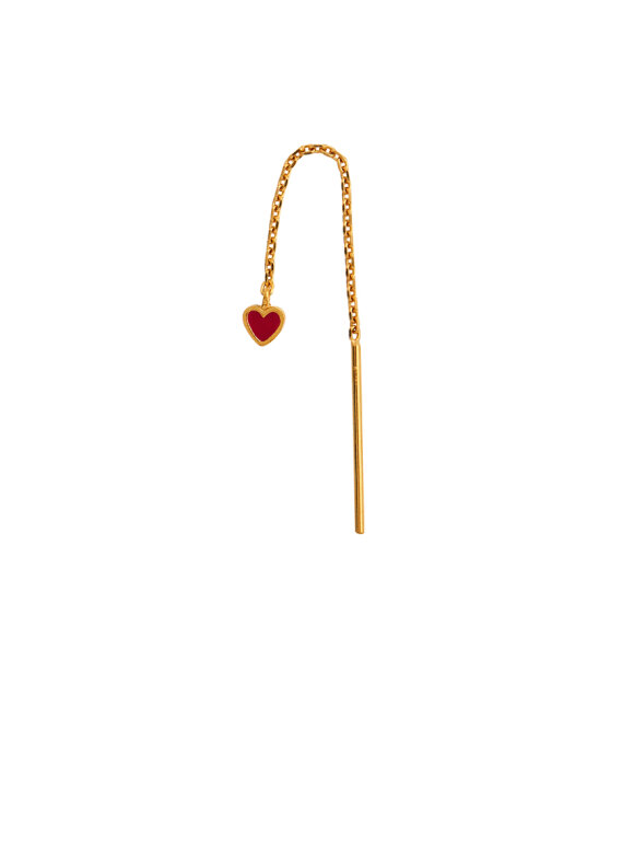 Stine A - Dangling Love Heart Burgundy Enamel Earring