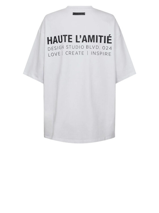 HAUTE L'AMITIE Neckline Logo Tee Off White