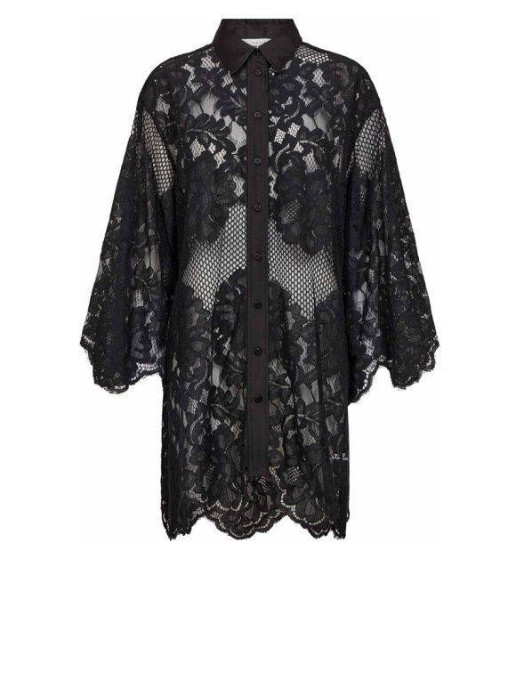 Haute L'amitié - Curvey Lace Hem Midi Shirt
