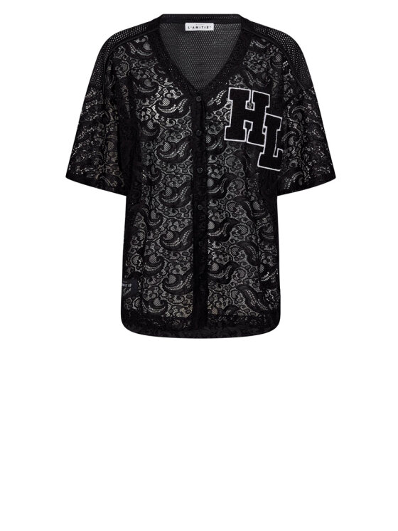 HAUTE L'AMITIE Court Lace Tee Mocca