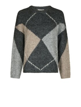 Neo Noir - Inga Check Fluff Knit Blouse