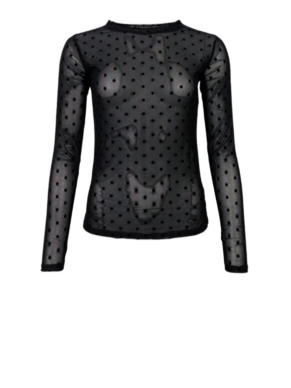 Black Colour - JENNIE DOTTED MESH BLOUSE