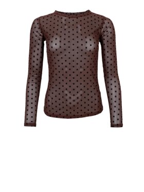 Black Colour - JENNIE DOTTED MESH BLOUSE