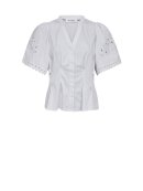 Co'Couture - PoppyCC Emb SS V-Shirt - Lev. feb/mar.