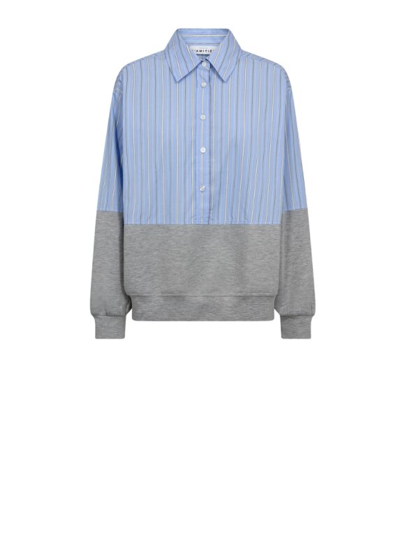 Haute L'amitié - Sweat Mix Blue Stripe Shirt Haute L'amitié - Sweat Mix Blue Stripe Shirt