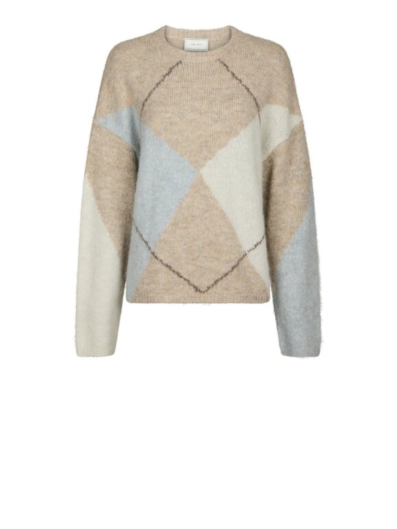 Neo Noir - Inga Check Fluff Knit Blouse Neo Noir - Inga Check Fluff Knit Blouse