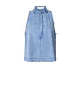 Rabens Saloner - Faya Light Denim Halter Top Rabens Saloner - Faya Light Denim Halter Top