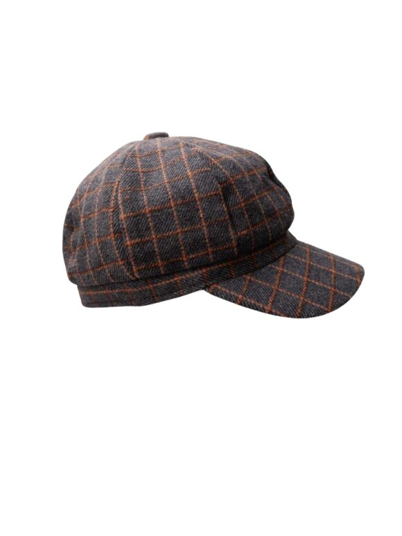 Black Colour - BCRosina Checked Cap Black Colour - BCRosina Checked Cap