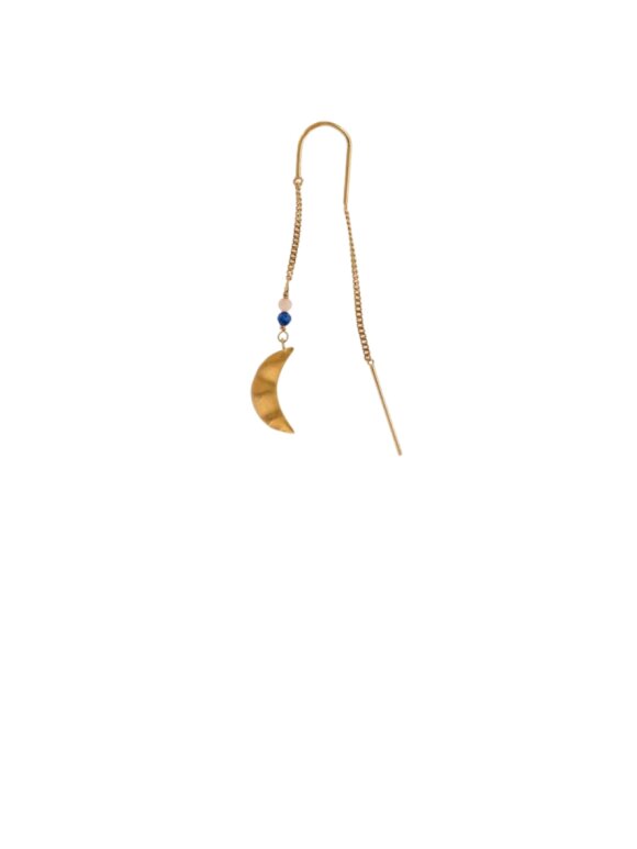 Stine A - Bella Moon Earring w/Double Chain - Single Stine A - Bella Moon Earring w/Double Chain - Single