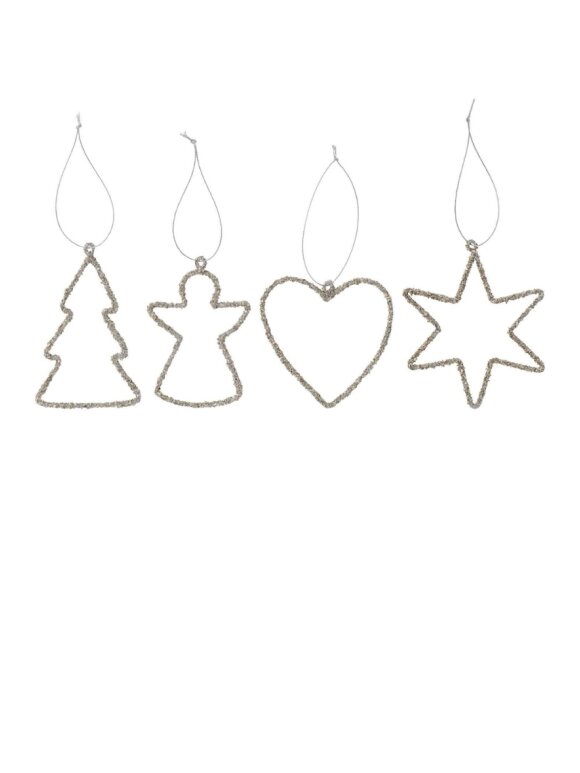 Ib Laursen - 92317-99 Christmas ornament for hanging 1stk. 4 varianter w/silver glitter Ib Laursen - 92317-99 Christmas ornament for hanging 1stk. 4 varianter w/silver glitter