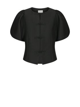 Neo Noir - Anela Mandarin Dull Satin Blouse