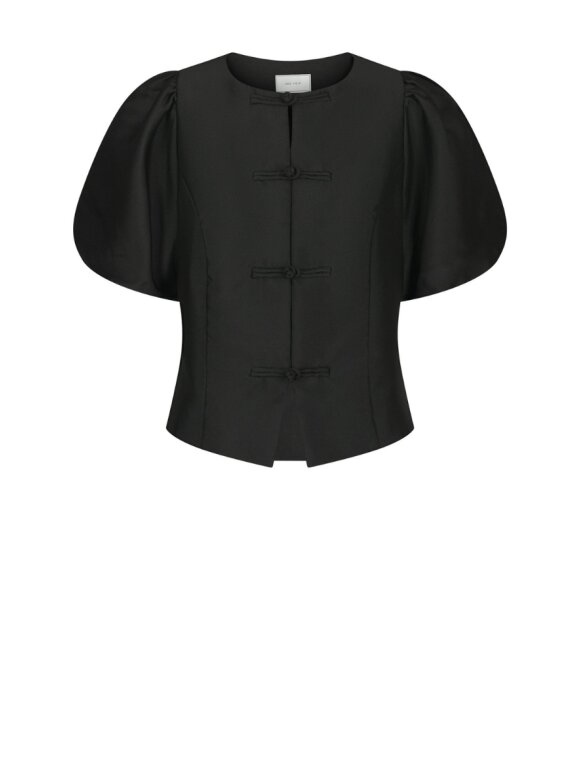 Neo Noir - Anela Mandarin Dull Satin Blouse
